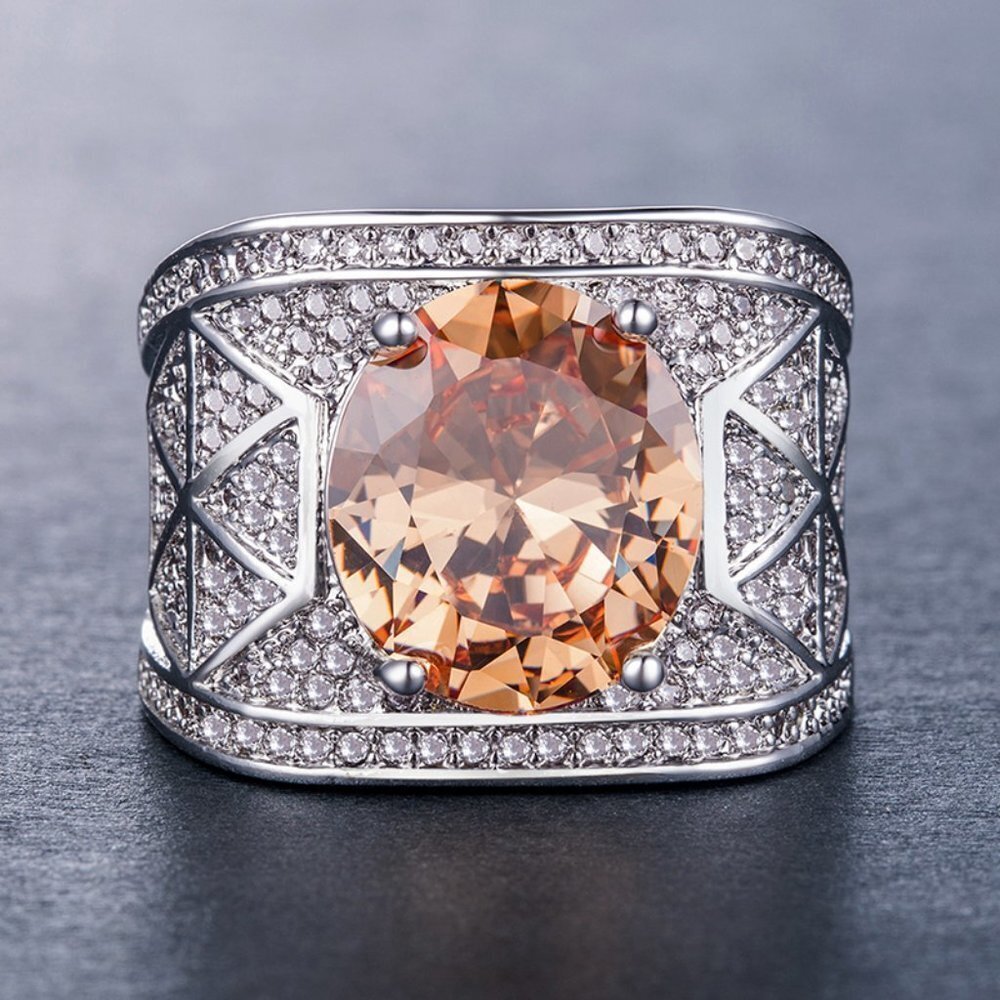 925 Silver Round Shape Cut 3A CZ Retro Style Ring for Men, FB16FA1100